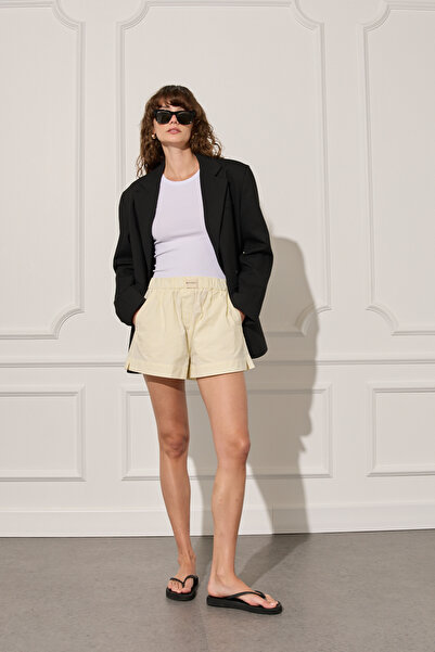 Beyyoglu Beli Lastikli Çizgili Şort