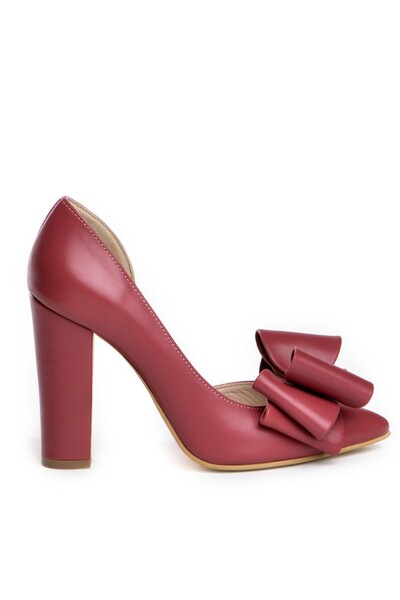 The 5th Element Pantofi cu toc gros piele Burgundy cu funda Cut