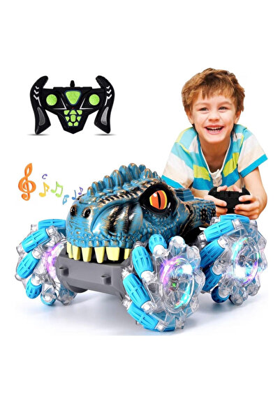 TOY LAND Remote Control Stunt Dinosaur Car with LED Lights, Music & 360° Rota...
