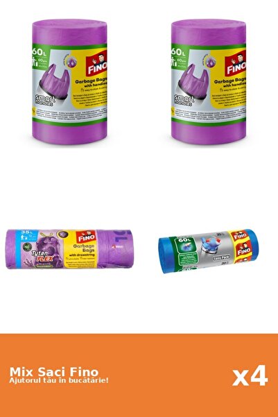 Fino Set 4 Saci Fino: 2x 60l, 1x 35 l, 1x 20 buc
