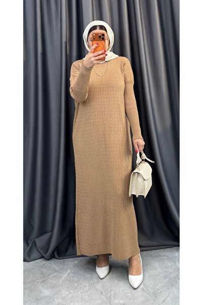 NİSUM MODA Hair Braided Knitted Dress