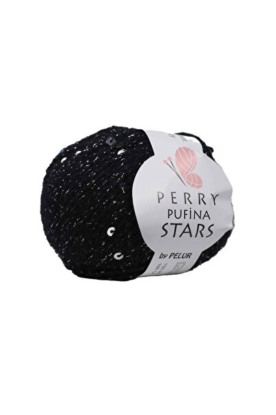 Ritzz Πέρρυ Πουφίνα Σταρς Μαύρο - Ασημί Παγιέτες
