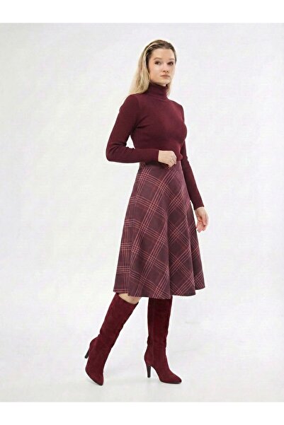 TrendParis الأناقة الكلاسيكية: تنورة ميدي منقوشة بخصر مرتفع وقصة واسعة