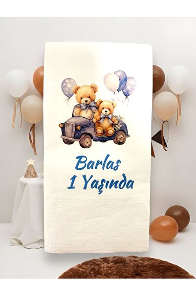 Lion Baskı ve Organizasyon Kişiye Özel Ayıcık Baskılı Doğum Günü Sunum Peçete...