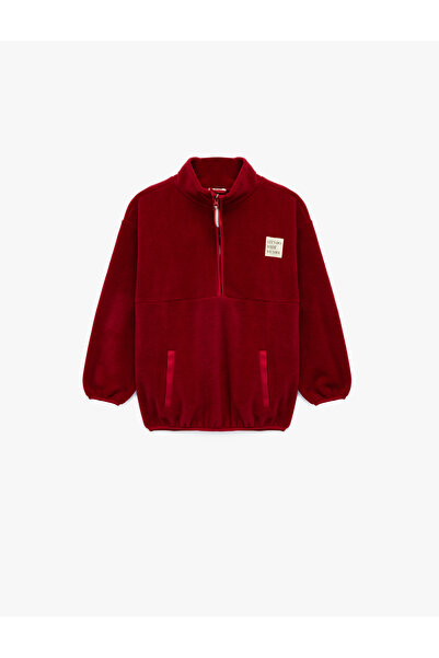 Koton Дългоръкавна, с джобове, с принт, поларна блуза с половин цип