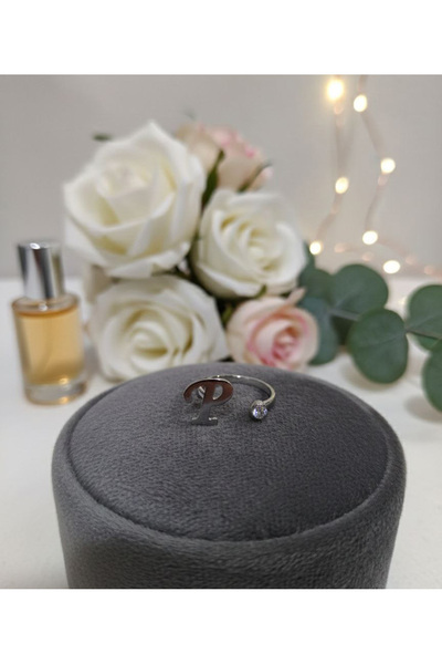 Shiklik Ayarlanabilir Gümüş Renk Zirkon Taşlı Kadın Harfli Çelik Yüzük