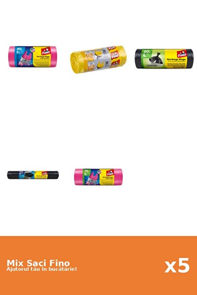 Fino Set 5 Saci Fino: 1x 40 l, 1x 30 buc, 1x 20 buc, 1x 120 l, 1x 70 l