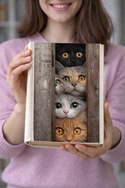 HG Home&Game غطاء كتاب من القماش بنمط القطط - مطبوع حافظة كتب من القماش، واقي...