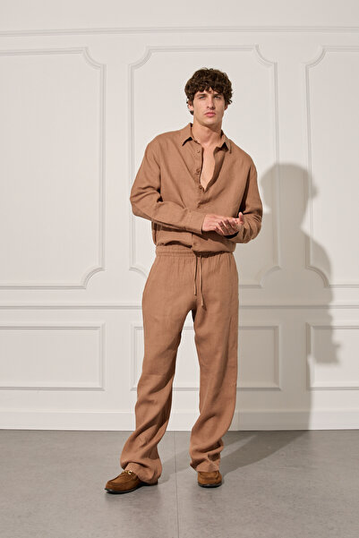 Beyyoglu %100 Keten Beli Lastiklli Pantolon