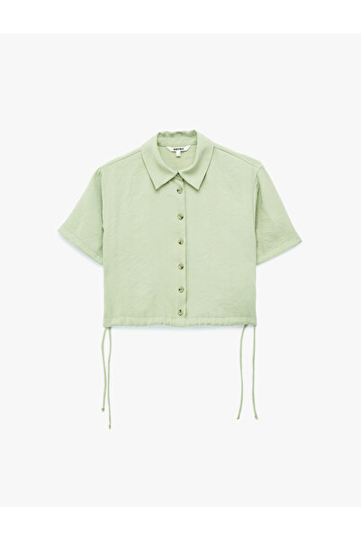 Koton Tie-Detail Short Sleeve Buttoned Crop Shirt