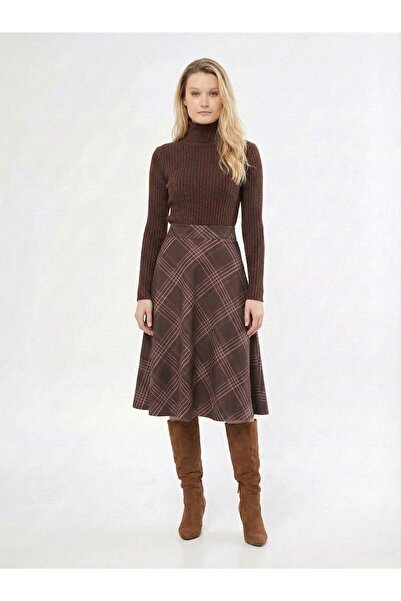 TrendParis الأناقة الكلاسيكية: تنورة ميدي منقوشة بخصر مرتفع وقصة واسعة