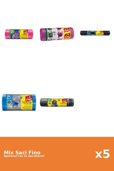 Fino Set 5 Saci Fino: 1x 70 l, 1x 20 buc, 1x 120 l, 1x 30 buc, 1x 60 l