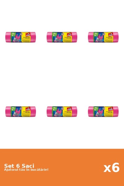 Fino Set 6 Saci menajeri parfumati Premium, cu manere, 70 l, 15 buc