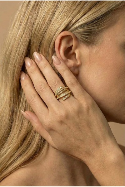 Liviena Helix Çelik Gold Yüzük