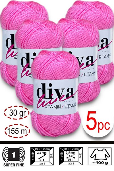 Diva İplik Etamin-İşleme Orlonu-Wayuu Șnur pentru geantă 08 Vată de zahăr (Pa...