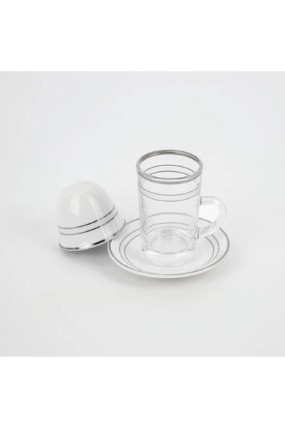 Generic Tea and coffee serving set – clear glass and porcelain with a silver ...