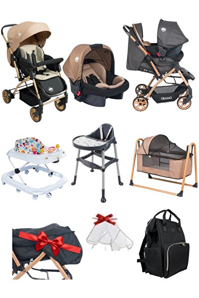 4 Baby 8 Parça Çeyiz Seti Bebek Arabası Puset Beşik Mama Sandalyesi Yürüteç B...