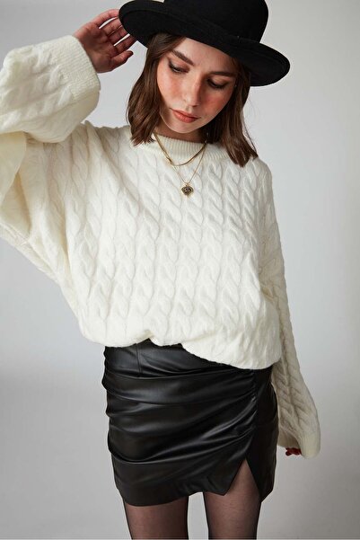 Beyyoglu Saç Örgülü Oversize Kazak