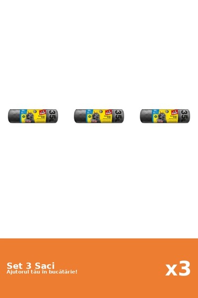 Fino Set 3 Saci menajeri cu snur Tytan Flex, 35 l, 15 bucati