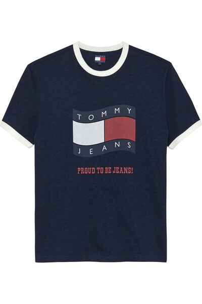 Tommy Hilfiger Erkek Marka Logolu Günlük Kullanıma Uygun Lacivert T-Shirt DM0...