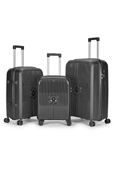 LİMRA A travel luggage set consisting of 3 wheeled suitcases with a sturdy an...