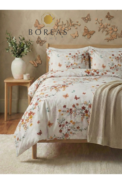 Boreas Home Flower Double Duvet Cover Set with Elastic Sheets