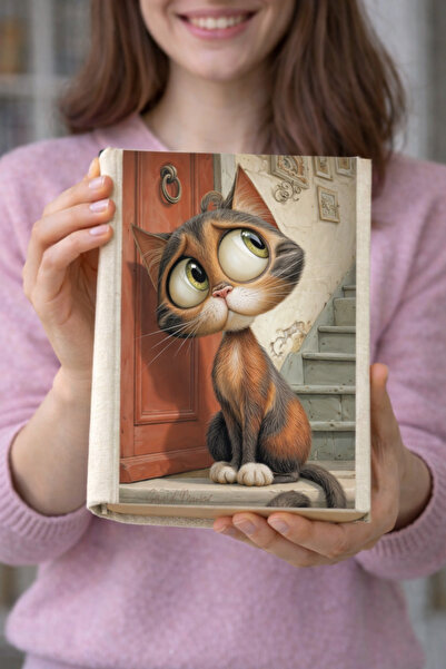 HG Home&Game غطاء كتاب من القماش بنمط القطط - مطبوع حافظة كتب من القماش، واقي...