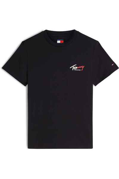 Tommy Hilfiger Men's Brand Logo T-Shirt Black Suitable for Daily Use Dm0Dm225...