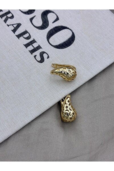 Hedef Bijuteri Gold Color Basic Moon Star Detailed Drop Model Earrings Cm157