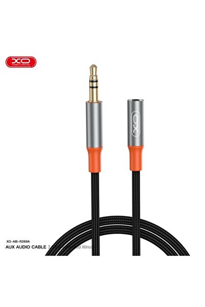 Xo كابل نقل الصوت والبيانات بطول 1 متر بتصميم مضفر مقاس 3.5 ملم باللون الأسود