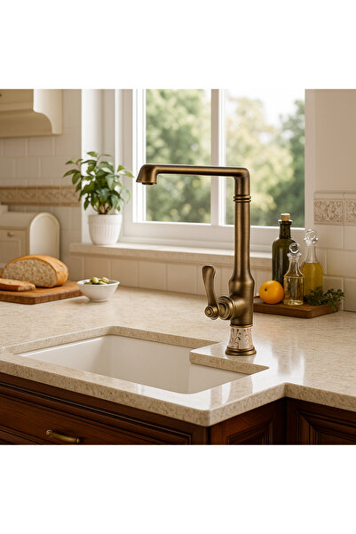 banyosepeti صنبور مطبخ سيراميك عتيق من ساراي بنقوش مزخرفة - 360 °   أنبوب دوا...