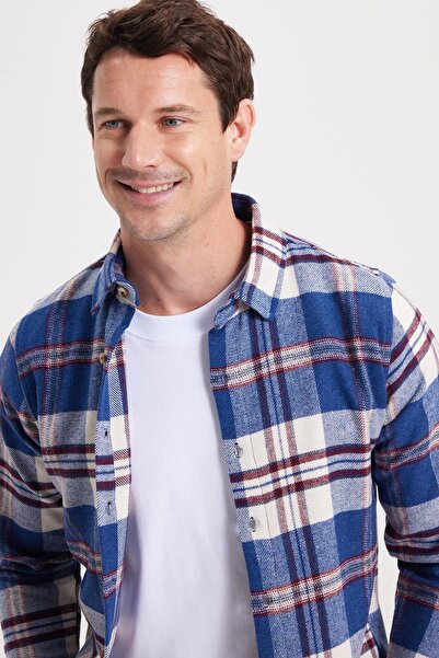 Tudors Men's Slim Fit slim fit checkered winter lumberjack shirt