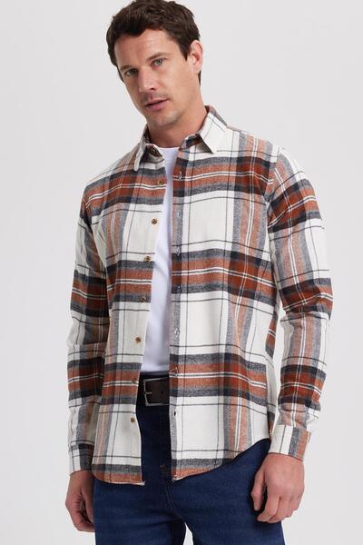 Tudors Men's Slim Fit slim fit checkered winter lumberjack shirt