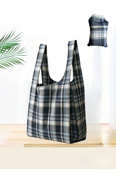 TATA CRAFT Katlanabilir Bez Alışveriş Çantası Polyester Yıkanabilir Omuz Çantası