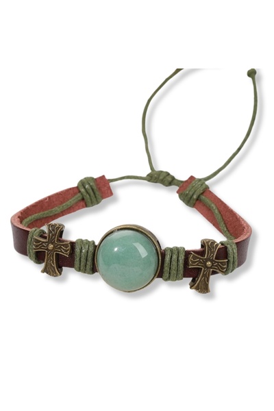 XTERRA Brățară din piele de aventurină verde lucrată manual