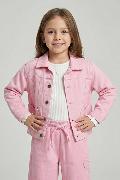 Dmb Jachetă din denim pentru fete cu buzunare în formă de inimă