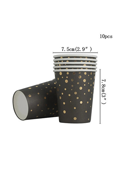 Choice 10pcs cup Black Gold Party Supplies Disposable Tableware Set Paper Pla...