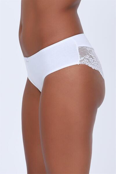 OBJE White Lycra Cotton Panties with Lace Back