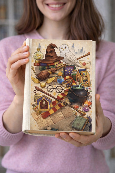 HG Home&Game Magic World Patterned Cloth Book Cover – Printed Fabric Book Cov...