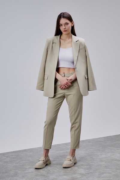 Bolivente Beige Double-Breasted Regular Blazer Suit