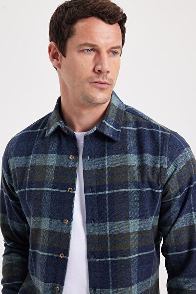 Tudors Men's Slim Fit slim fit checkered winter lumberjack shirt