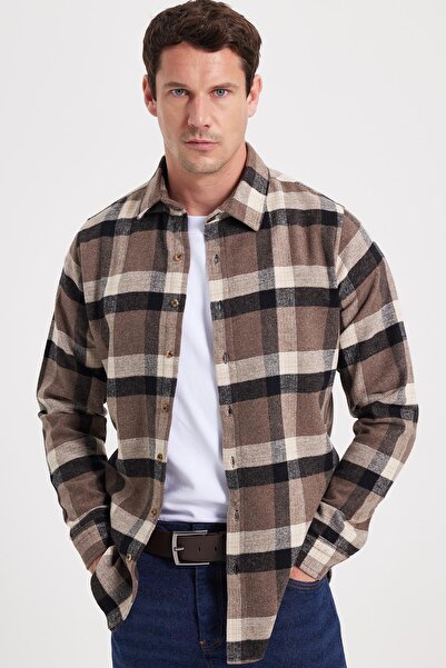 Tudors Men's Slim Fit slim fit checkered winter lumberjack shirt