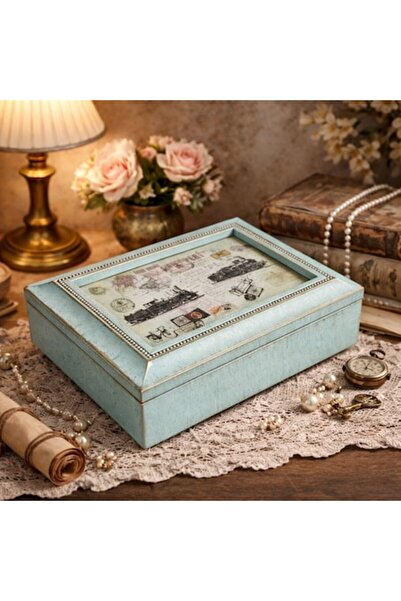 BLA BLA FOAM Cutie muzicală pentru bijuterii cu capac de sticlă și suport pen...