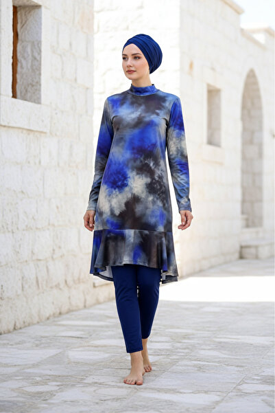 Marina Fully Covered Hijab Swimsuit Navy Blue M2022