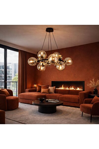 Apliqa Chandelier HubRom, LORENTO 3825-07-BL-01-GD 70x75 cm 8xE27-60W Black /...