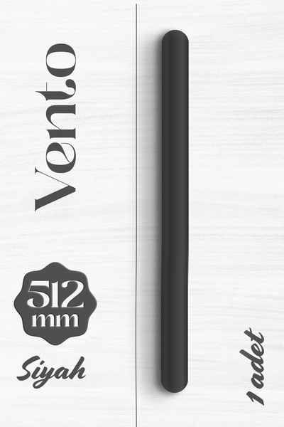 Badem10 VENTO Mat crna ravna ručka za ladicu 512 mm dugačka metalna ručka za ...