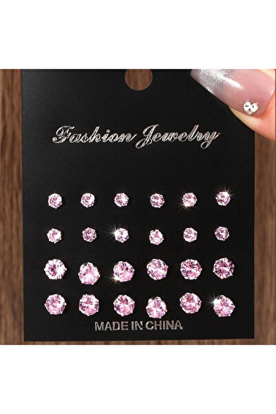 Choice5 Pink 4-6mm 12 Pairs Of Luxurious, Simple, Shiny, And Caring Zirconia ...