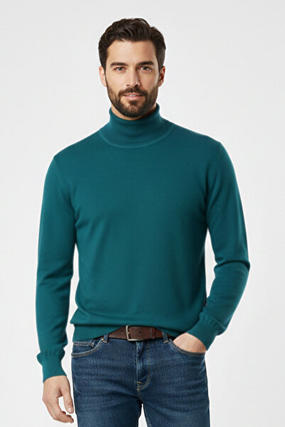 Pulltonic Men's Turtleneck Plain Sweater