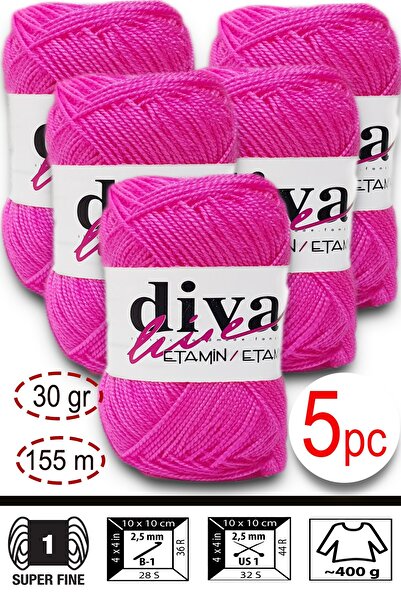 Diva İplik Etamin-İşleme Orlonu-Wayuu Șnur pentru geantă 11 Roz Mexican (Pach...