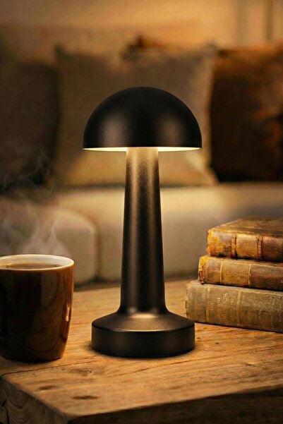 Thundara Şarjlı Mantar Masa Lambası Metal Dokunmatik 3 Işık Parlaklık Ayarlı ...